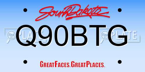 Q90BTG South Dakota License Plate