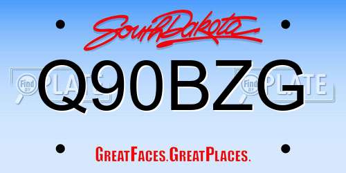 Q90BZG South Dakota License Plate