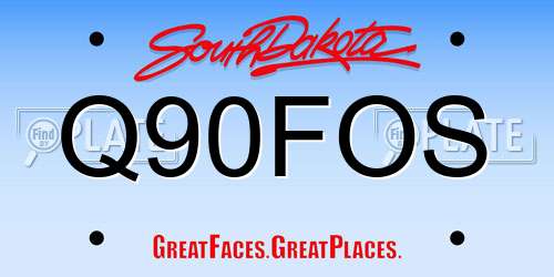 Q90FOS South Dakota License Plate