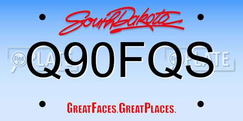 Q90FQS South Dakota License Plate