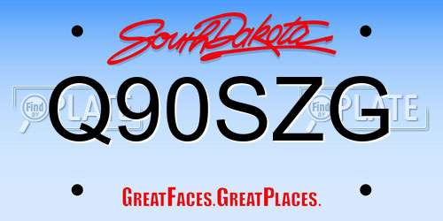 Q90SZG South Dakota License Plate