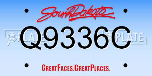 Q9336C South Dakota License Plate