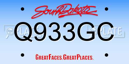 Q933GC South Dakota License Plate