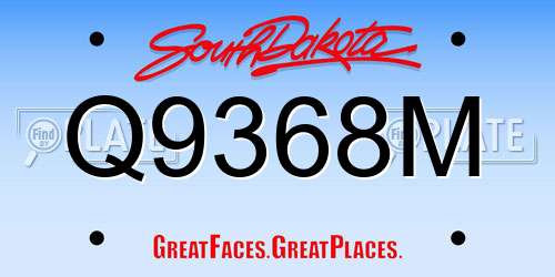 Q9368M South Dakota License Plate