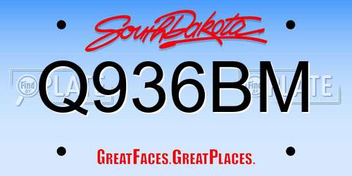 Q936BM South Dakota License Plate