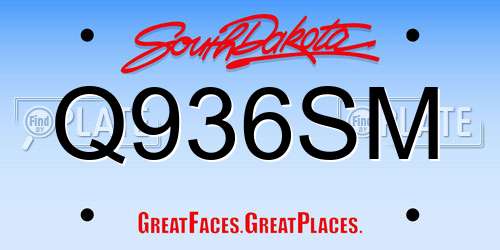 Q936SM South Dakota License Plate