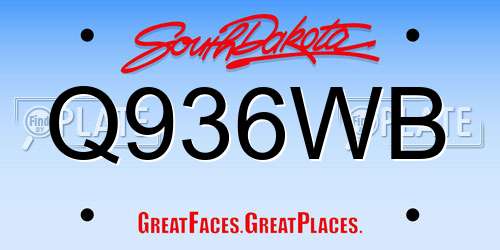 Q936WB South Dakota License Plate