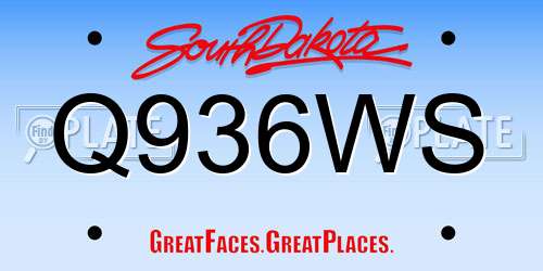 Q936WS South Dakota License Plate