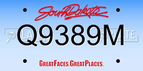Q9389M South Dakota License Plate