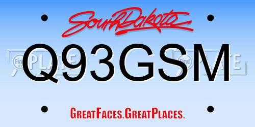 Q93GSM South Dakota License Plate