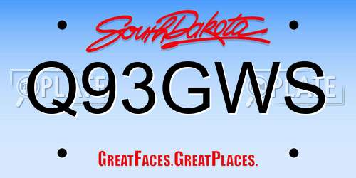 Q93GWS South Dakota License Plate