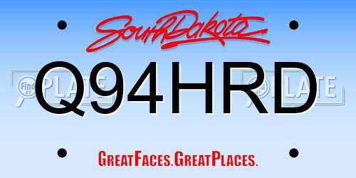 Q94HRD South Dakota License Plate