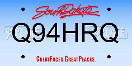Q94HRQ South Dakota License Plate