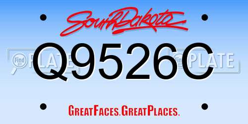 Q9526C South Dakota License Plate