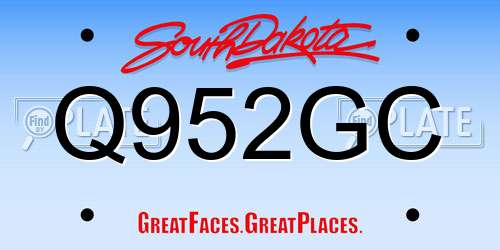 Q952GC South Dakota License Plate