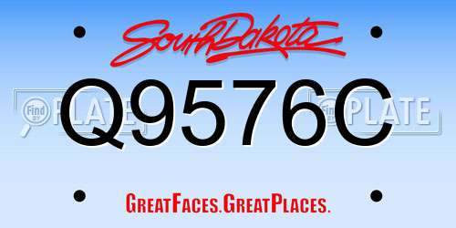 Q9576C South Dakota License Plate