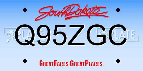 Q95ZGC South Dakota License Plate