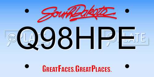 Q98HPE South Dakota License Plate