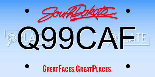 Q99CAF South Dakota License Plate