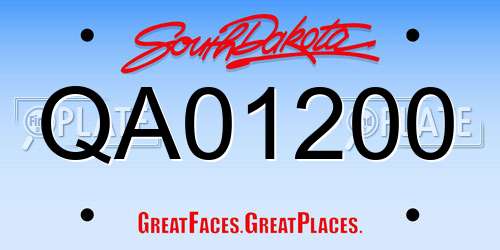 QA01200 South Dakota License Plate