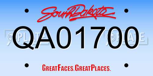 QA01700 South Dakota License Plate