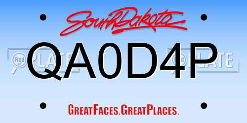 QA0D4P South Dakota License Plate