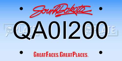 QA0I200 South Dakota License Plate