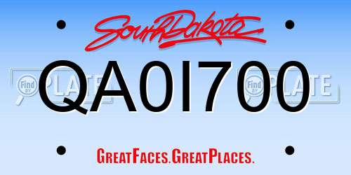 QA0I700 South Dakota License Plate