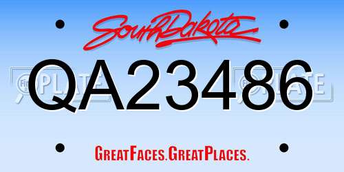 QA23486 South Dakota License Plate