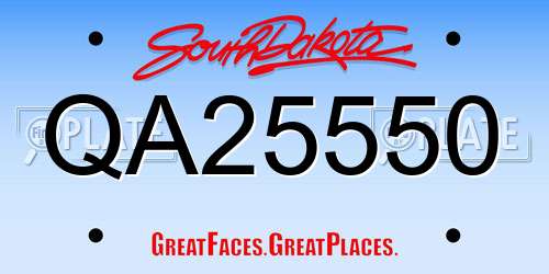 QA25550 South Dakota License Plate