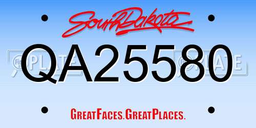 QA25580 South Dakota License Plate