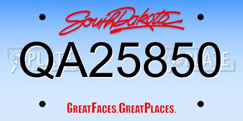 QA25850 South Dakota License Plate