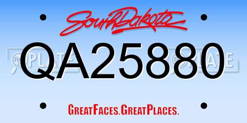 QA25880 South Dakota License Plate