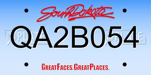 QA2B054 South Dakota License Plate