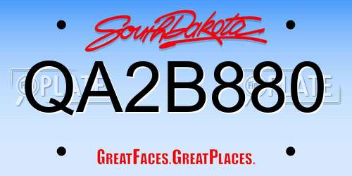QA2B880 South Dakota License Plate