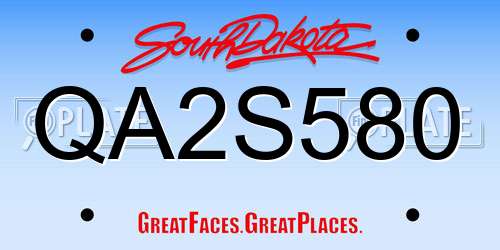 QA2S580 South Dakota License Plate