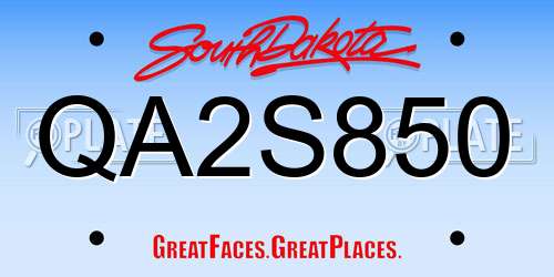 QA2S850 South Dakota License Plate