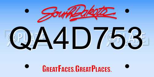 QA4D753 South Dakota License Plate