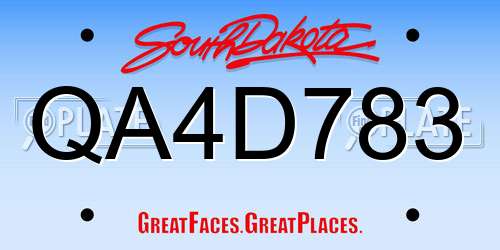 QA4D783 South Dakota License Plate