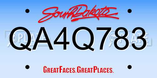 QA4Q783 South Dakota License Plate