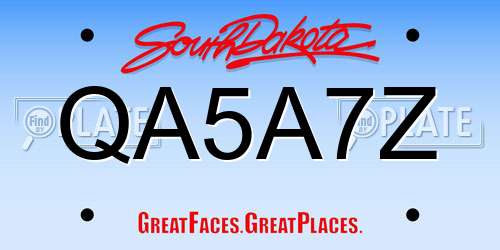 QA5A7Z South Dakota License Plate