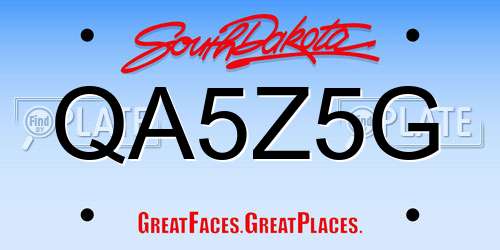 QA5Z5G South Dakota License Plate