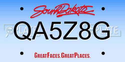 QA5Z8G South Dakota License Plate