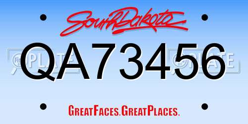 QA73456 South Dakota License Plate