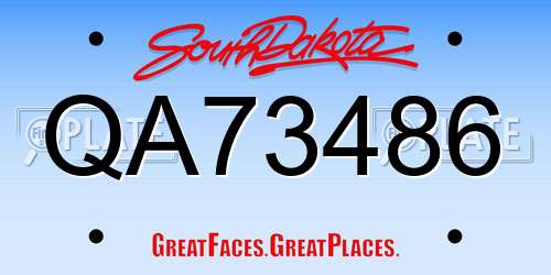 QA73486 South Dakota License Plate