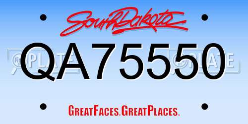 QA75550 South Dakota License Plate