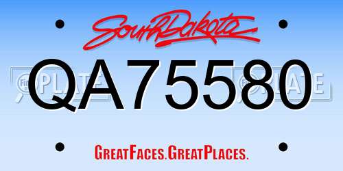 QA75580 South Dakota License Plate