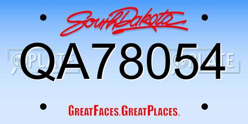 QA78054 South Dakota License Plate