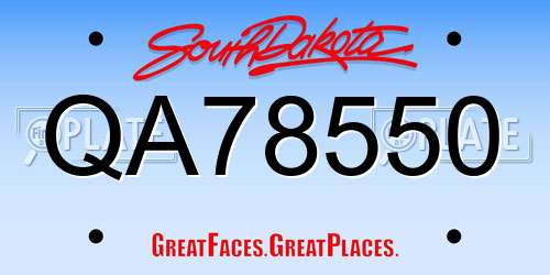 QA78550 South Dakota License Plate