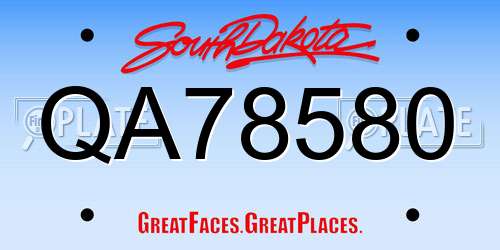 QA78580 South Dakota License Plate